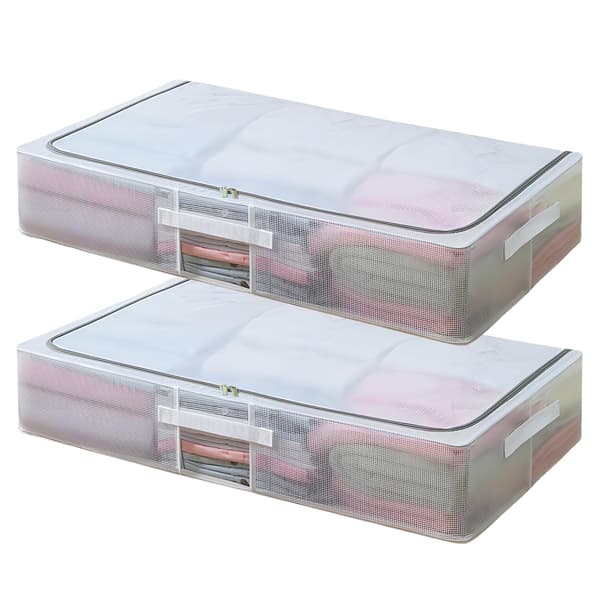 30L Clothes Storage Bags, Foldable & Stackable Under Bed Storage Bins, Closet Organizer for Comforters, Blankets, Bedding, Shirts (2-Pack)