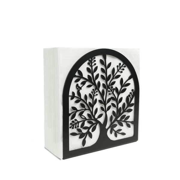 Servietholder til bord, moderne metalservietholder med livets træ-design