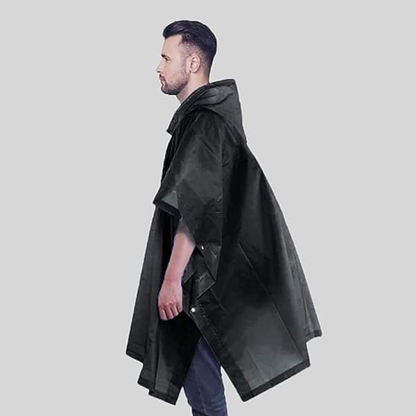 Svart poncho regnponcho for kvinner og menn