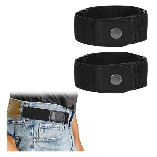 Spennefritt stretchbelte / Herre – 2-pakning elastisk usynlig belte for jeans