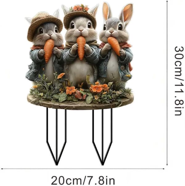 Easter Garden Decorations Outdoor Stackable Rabbit Egg Set Of 2 Spring Holiday Patio Yard Decor 20x30cm