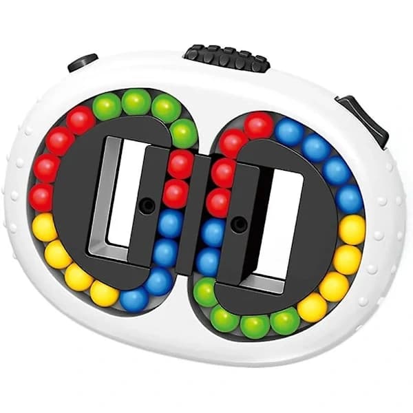 Rotating Magic Bean Cube Spinner Fidget Stress Relief Ball Double-Sided Handheld Puzzle Relaxation Educational Toy (white)