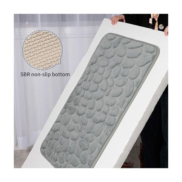 Memory Foam Bath Mat Non-Slip Bath Mat High Quality Absorbent Bath Mat Machine Washable (Grey)