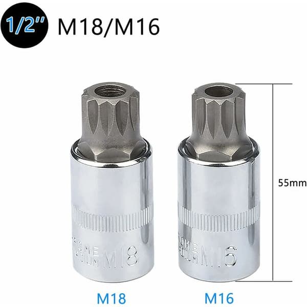 10-delad M4 Spline Socket Set - M18 Torx - Triple Square Socket Set med förvaringsväska