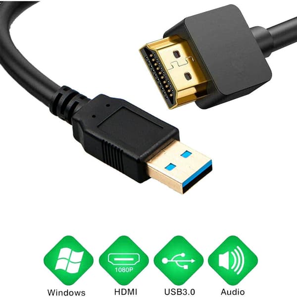 USB 3.0 til HDMI-kompatibelt kabel, USB til HDMI-kompatibelt han opladerkabel splitteradapter til bærbar computer