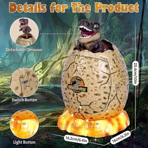 Boks for barn, Dinosaurieegg Sparegris for gutter jenter ATM Passord Barnesikker med sikkerhetskode Musikk & Lys Nyhet Ea Gave for barn Brun - - Brown