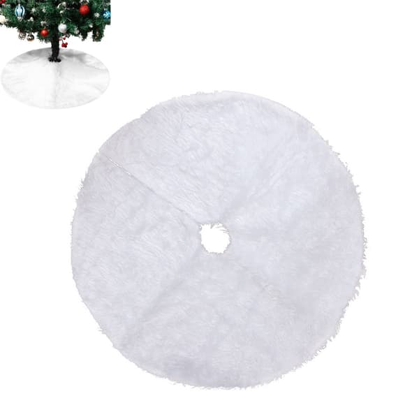 Juletreteppe, plysj hvitt snøteppe, 122 cm, til julepynt
