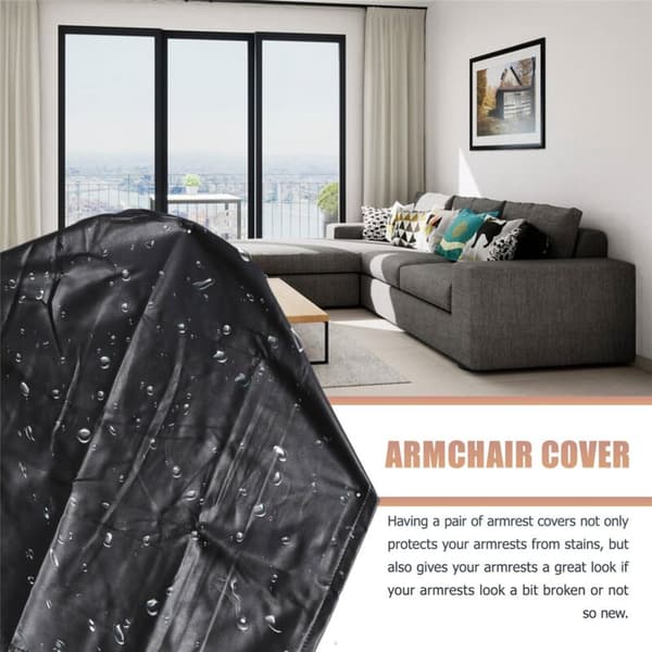 Armchair Armrest Covers, 2 Pieces Ultra-Thick and Soft PU Leather Armrest Covers for Armchairs Sofas Chairs A