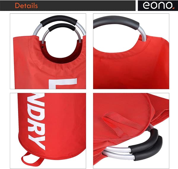 90L Large Laundry Basket, Foldable Fabric Laundry Hamper, Foldable Clothes Bag, Foldable Laundry Container - Red
