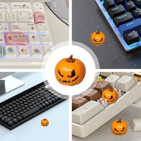 Halloween Keycaps | Decorative Keyboard Caps, Creative Halloween Pumpkin Mechanical Keyboard Decoration Replacement for Workplace, [DB]