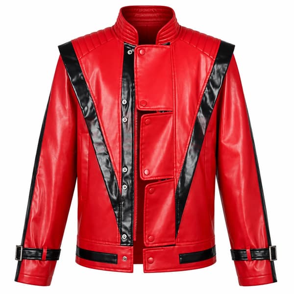 Michael Jackson Red Leather Thriller Jacket Halloween Birthday Gift Evening Outerwear A 110 110 A