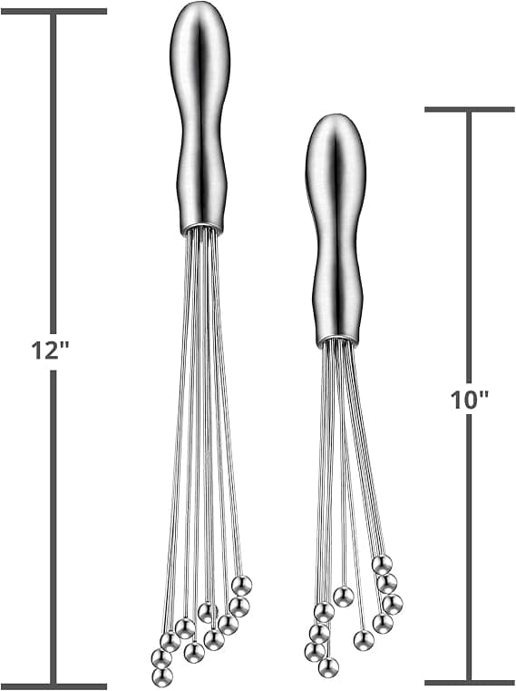 Visp med kulehode i rustfritt stål DUO | Sett med 2 | 10\" og 12\" visp med kulehode