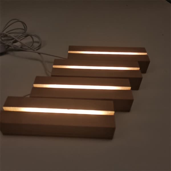Træ LED-lysdisplay bundplade base 3D varmt lys base DIY natlys base til harpikskunstlys