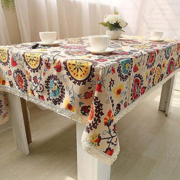 Decorative Cotton Lace Tablecloth with Printed Pattern for Hotels
