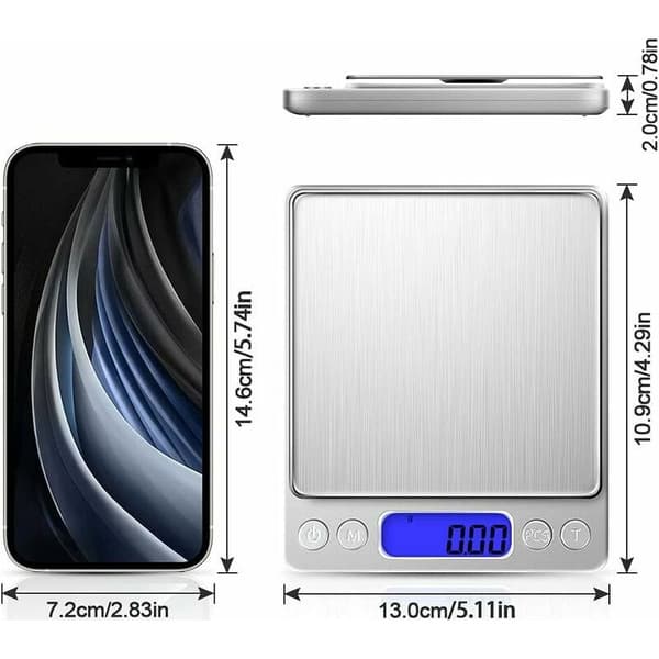 Precision Scale 1000g/0.1g, Kitchen Scale, Pocket Scale and Jewelry Scale, High Precision Electronic Scale, Backlit LCD Screen, Tare and PCS