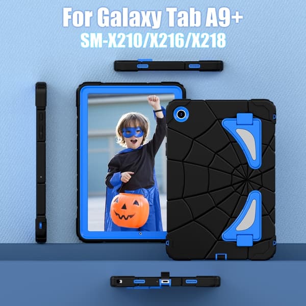 Samsung Galaxy Tab A9+ Protective Hybrid Silicone Case [JUN] Black Blue Svart Blå