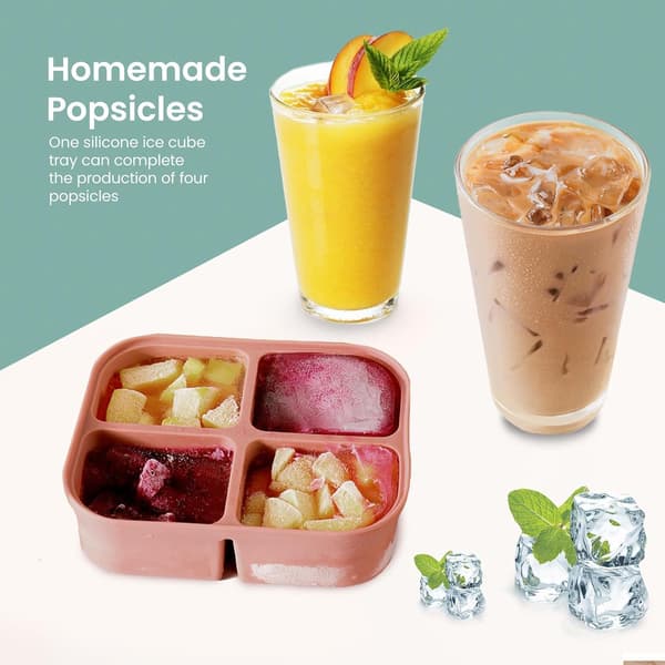 2-pack Stackable Large Silicone Ice Cube Molds with Removable Lids for Cocktail Whiskey Soup Baby Food Easy Release Square Ice Cube Trays Pink