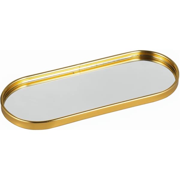 Mirrored Bathroom Vanity Tray, Gold Decorative Organizer Tray (Oval-Medium)