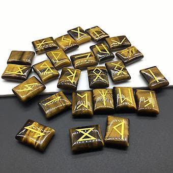 25 st Amorphous Gemstone Runes Alphabet Engraved Rune Crystals Divination Runes