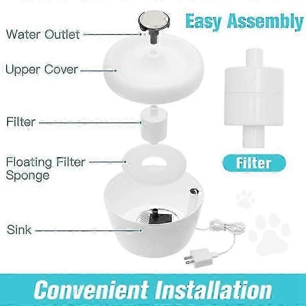 4 stk. Vandfontæne Filter Hund Drikkedispenser Filter Flydende Vand/loop Filter Automatisk