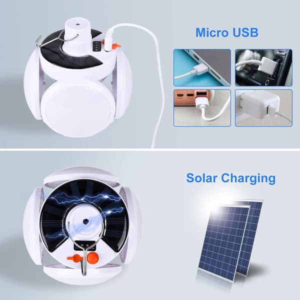 Portable Solar Rechargeable Bulb Camping Tent Emergency Light
