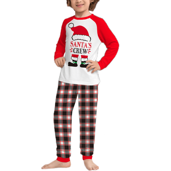 Barns resår midja matchande set Holiday Långärmad nattkläder Loungewea, Färg: Röd, Storlek: Dad 2xl