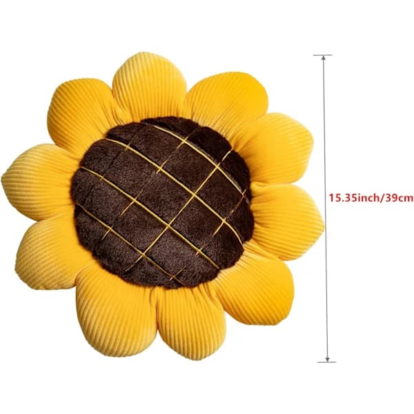 Blomkudde Mjuk Solroskudde Formad Matta Prydnadskuddar Kuddar för Heminredning (39 cm)