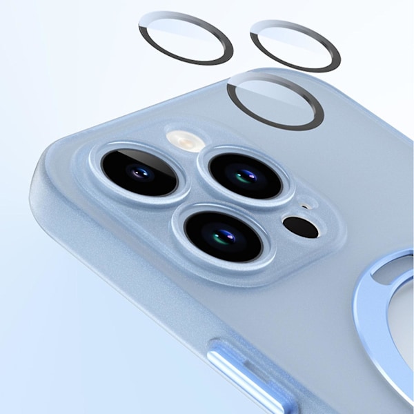 Gjennomsiktig Magsafe-deksel kompatibelt med iPhone 15 Pro Max, matt PC støtsikkert slankt deksel med magnetisk ringholder Black