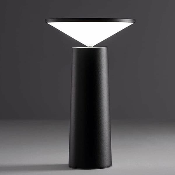 Modern Table Lamp - Wireless - Dimmable Touch Control - 360° Adjustable - USB Rechargeable - Desk Lamp for Home and Office - Black