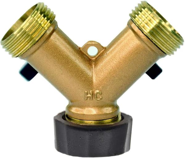 Brass Y-splitter, two-way connection for washing machine hose 3/4\"
