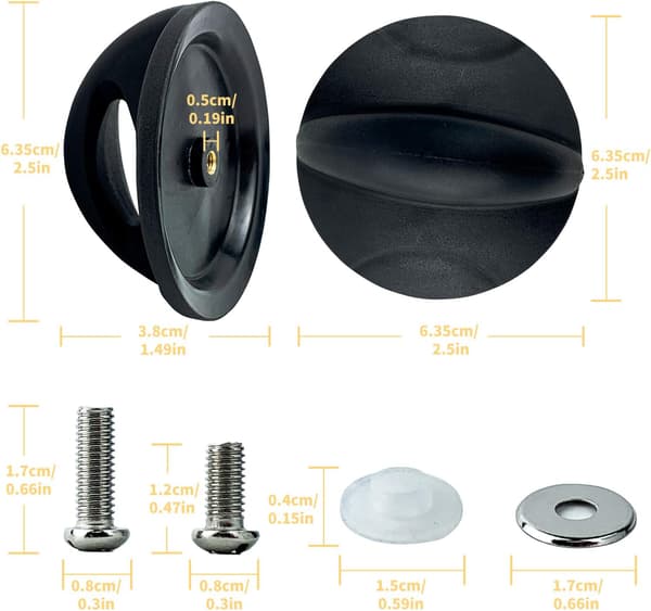 2-pack Sector Shape Pot Lid Knobs. Universal Replacement Handle for Cookware (Black, 6.4 cm)
