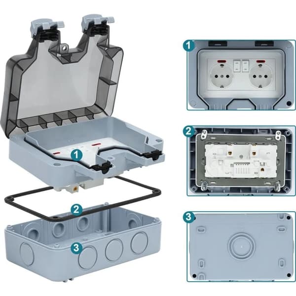 Outdoor Socket Surface Mounted Garden Socket Recessed Outdoor Socket 16A IP66 Dustproof Wall Socket