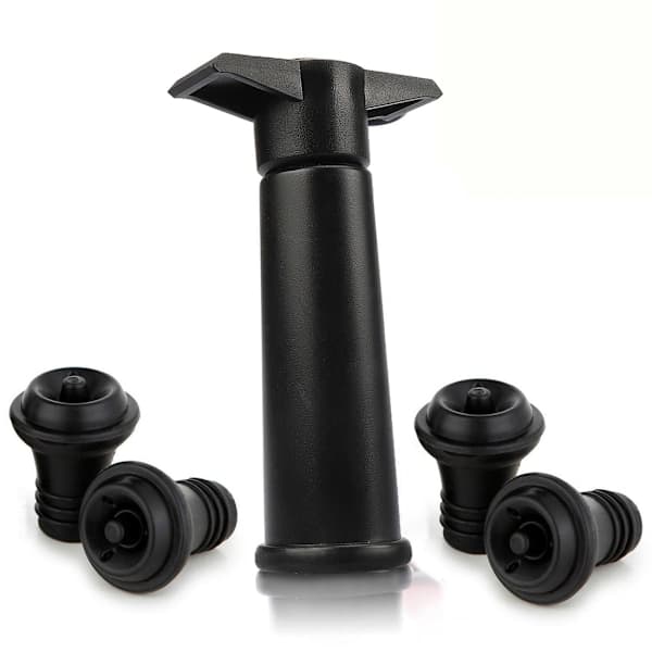 Vacu Vin Black Pump with Storage Stopper - Keeps Wine Fresh