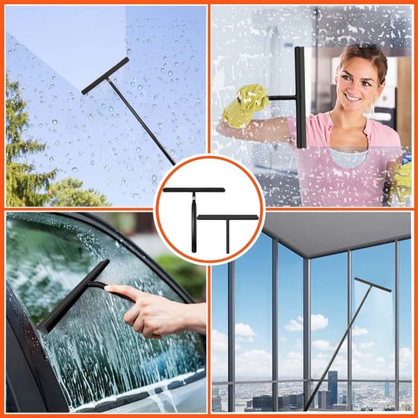 Extendable Shower Squeegee with Long Handle Window Cleaner for Bathroom Glass 30-110 cm Black