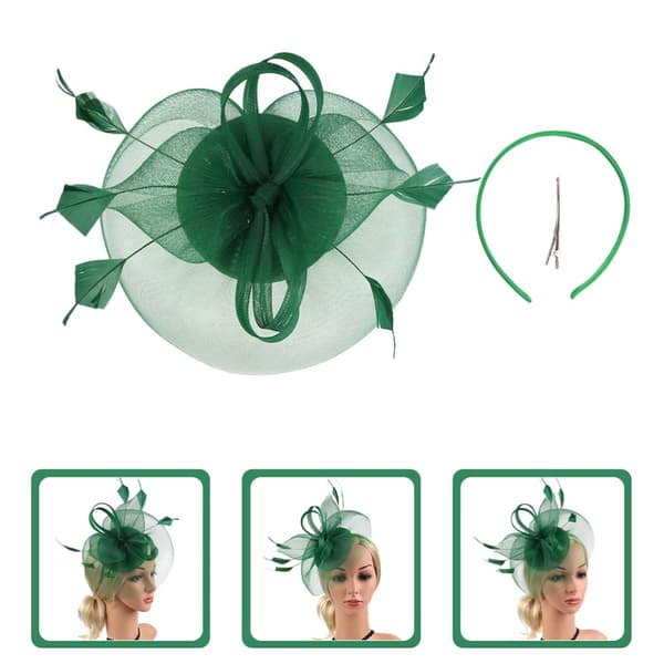 Fascinatorhatter for kvinner Teaparty Pannebånd Hodeplagg Bryllup Cocktail Halloween Tilbehør - -grønn