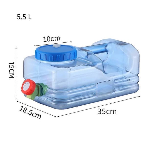 Vattendunk, 5,5L vattenbehållare med kran, campingvattentank med handtag, vattendispenser med kran, dricksvattendunk, camping, dricksvatten