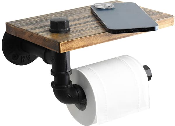 Toiletpapirholder i rustik industriel stil, rørformet flydende holder