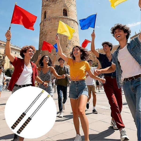 3 meter telescopic flagpole, handheld retractable flagpole with 4 clips, non-slip handle for camping guide events