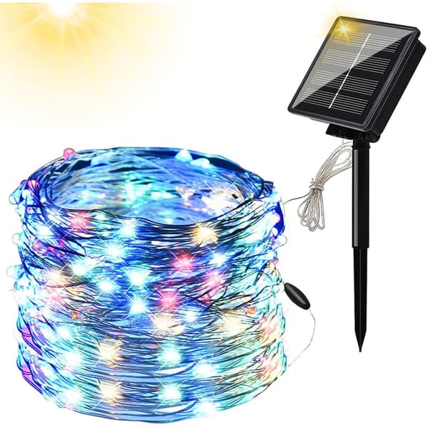 10M 100 LED Solcellelysslynger, Oppgraderte Super Holdbare Solcellelys Utendørs, Vanntette 8 Moduser Solcellelys for Juletre Pat