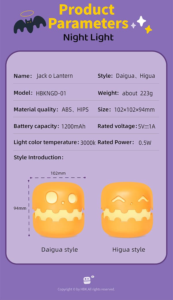 Pumpkin Lantern Creative Fun Halloween Gift Pat Lantern USB Rechargeable Soft Light Bedside Companion Sleep Lamp