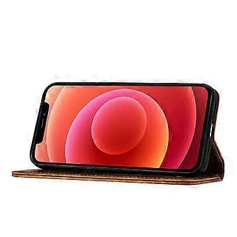 Compatible with iPhone 12 Pro Max Embossed Butterfly Cat Wallet Case with Card Slots Kickstand Case - Brown Brown