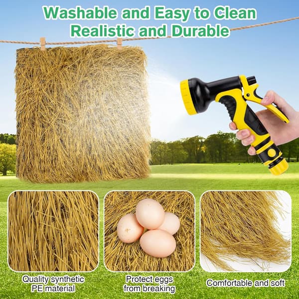 Washable Artificial Grass Nesting Pads 6 Pcs, Chicken Coop Bedding for Laying Hens Egg Box
