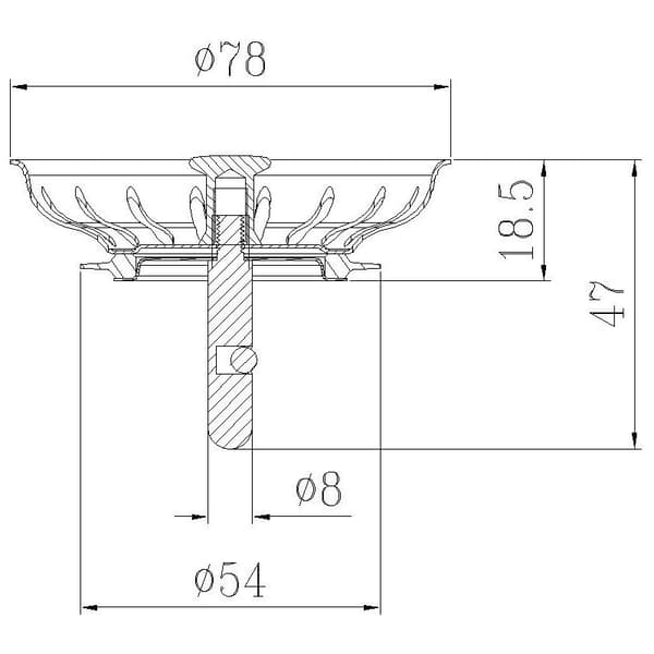 2 stk. afløbspropper i rustfrit stål Universal vaskefilter ?? 78mm x 45mm Vaskefilter afløbssi i rustfrit stål til køkken badeværelse