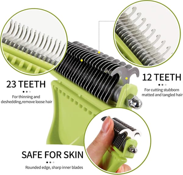1 pc (Green) Pet Grooming Dematting Comb Tool Kit Double Teeth