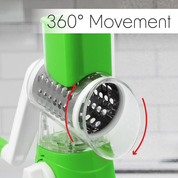 Rotating Cheese Grater Cheese Shredder - Manual Cheese Grater with Handle, Vegetable and Fruit Slicer, Nut Grinder, 2 Drum Blades