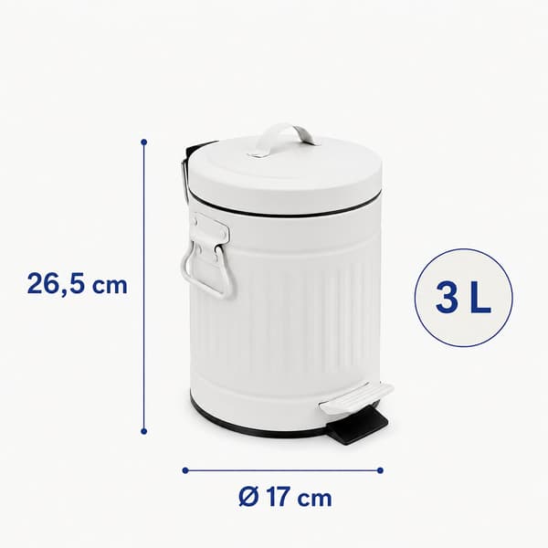 Vit Retro 3L Pedalhink med mjukstängande lock