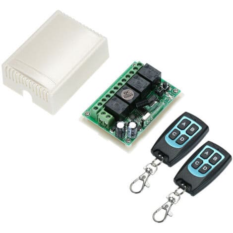 12V 4-Channel DC Controller - 4-Button 433MHz Remote Control - Momentary, Toggle, and Latching Modes - Up to 16 Connected Devices - AK-FS04A
