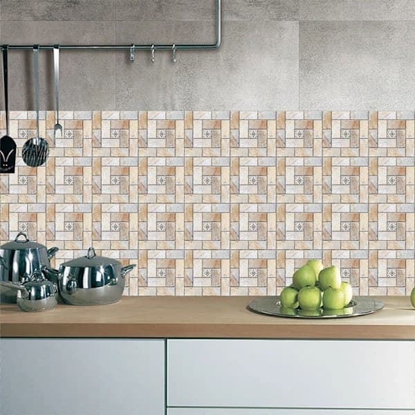 15 stk selvklebende fliser 10 x 10 cm mosaikkstil, A