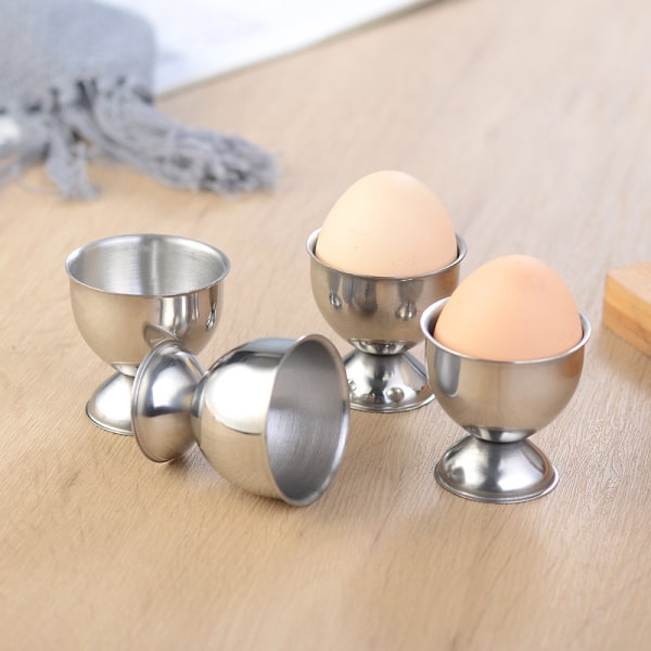 Set med 6 äggkoppar av rostfritt stål för kokta ägg (guld)