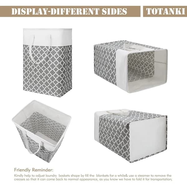NA/2-pack 75L Laundry Hamper with Long Reinforced Handles, Freestanding